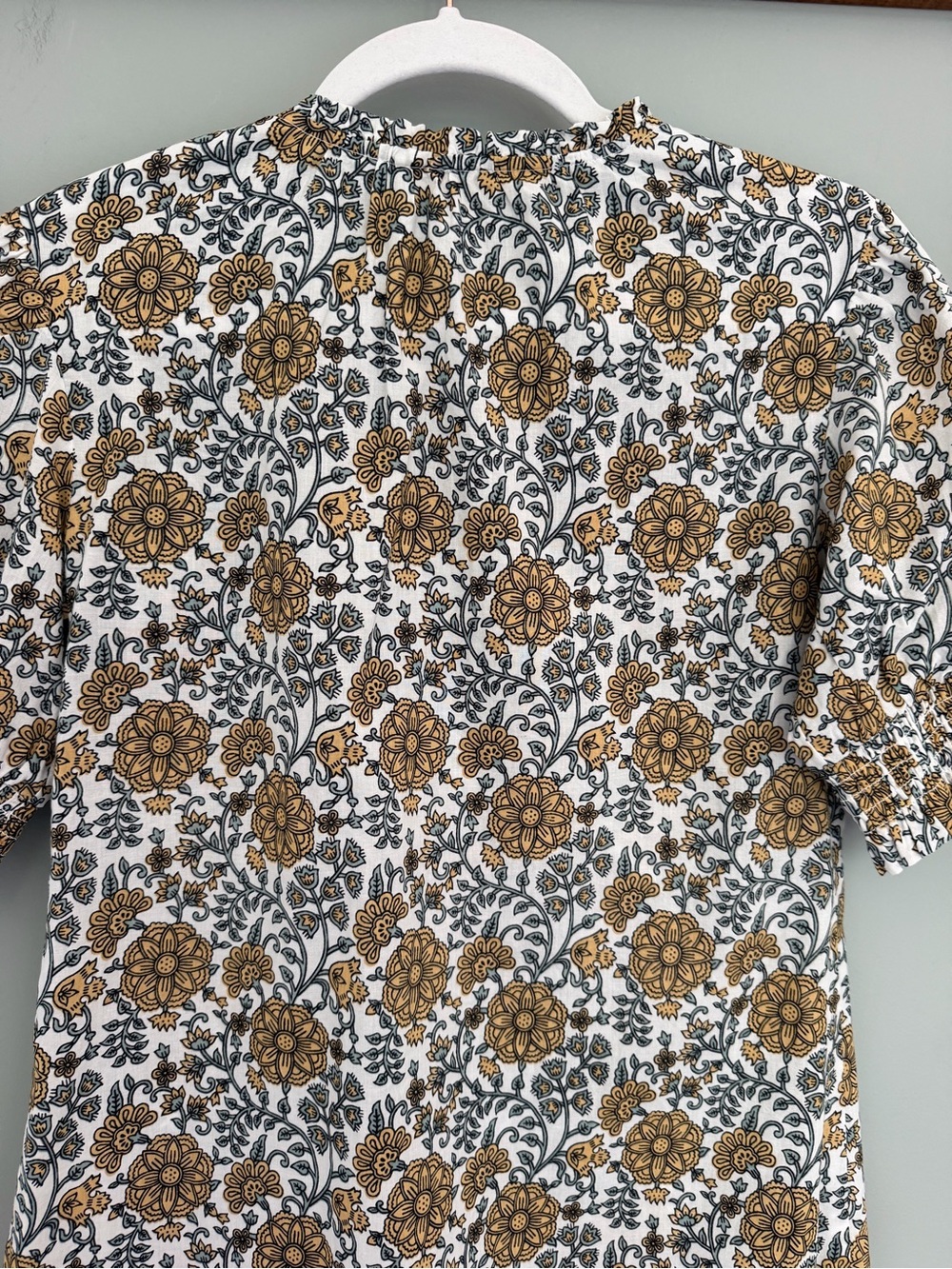 Downeast Boho Floral Print Puff Short Sleeve Button Down Blouse Top Cottagecore - Picture 9 of 12